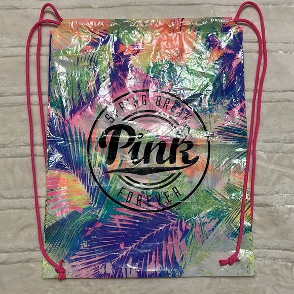 VS PINK Spring Break Forever Drawstring Backpack Bag - Picture 3 of 3